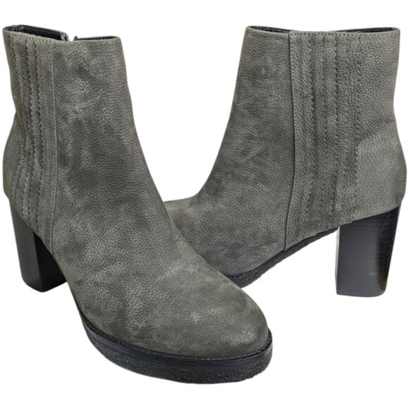 Liebeskind Booties Womens 8.5 EU 39 Gray Nubuck Leather Platform Block Heel Side - Picture 11 of 12